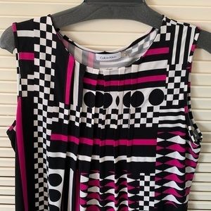 calvin klein sleeveless shirt tank top women's size medium pink black
